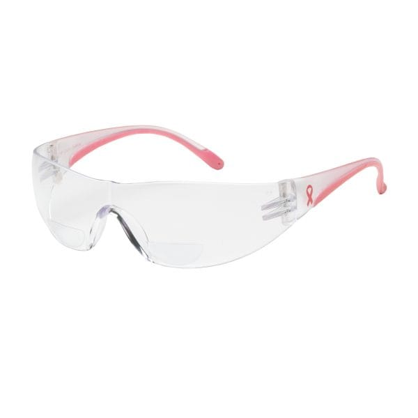 Lady Eva® 250-12-0275 - Rimless Safety Readers with Clear / Pink Temple, Clear Lens and Anti-Scratch Coating - +2.75 Diopter
