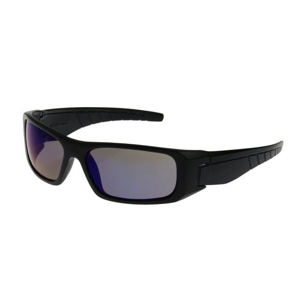 Squadron™ 250-53-0006 - Full Frame Safety Glasses with Black Frame, Blue Mirror Plus Lens and Anti-Scratch / Anti-Reflective Coating