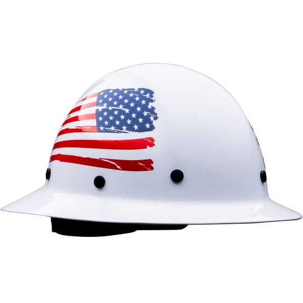 Wolfjaw™ 280-HP1481USA - Full Brim Smooth Dome Hard Hat with Fiberglass Resin Shell, Graphic USA Flag Design, 8-Point Riveted Textile Suspension and Wheel-Ratchet Adjustment - Image 3
