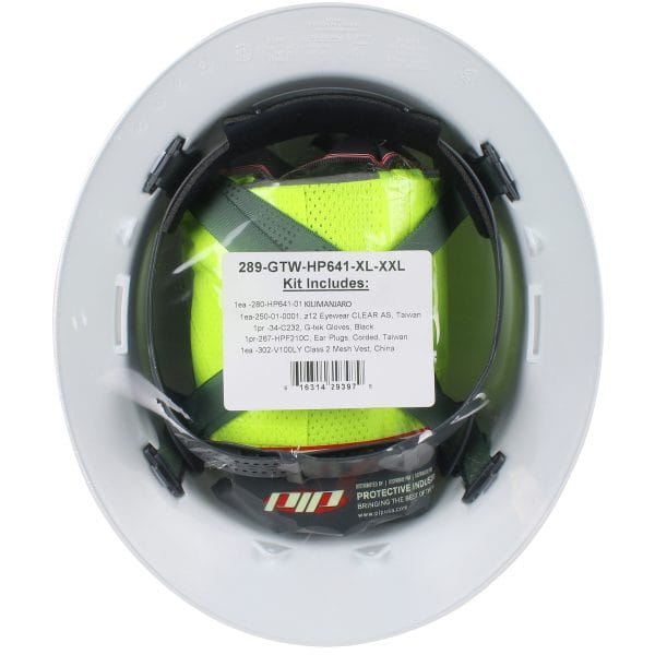 Kilimanjaro™ 289-GTW-HP641 - Pre-Packed PPE Kit, HP641 Full Brim Hat, Safety Eyewear, Earplugs, Gloves and Vest - Image 2
