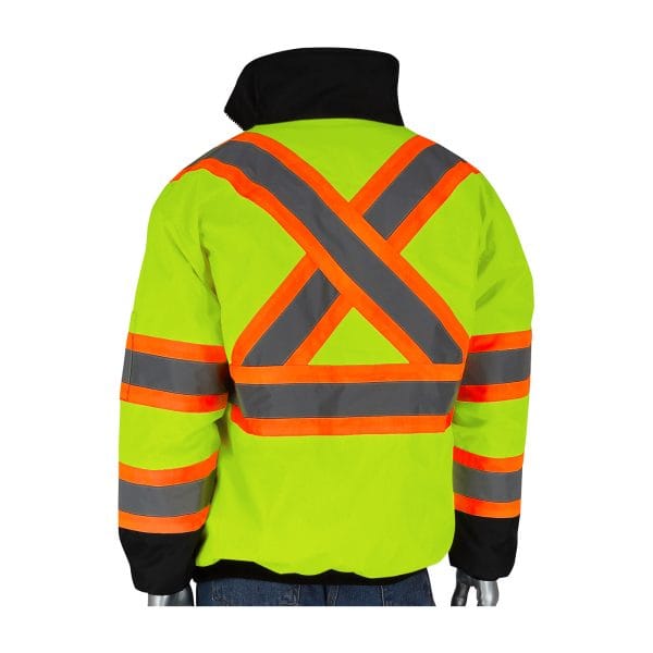 PIP® 333-1745X - ANSI Type R Class 3 and CSA Z96 Two-Tone X-Back, Black Bottom Bomber Jacket