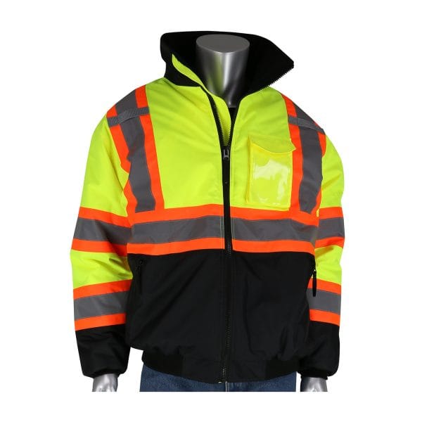 PIP® 333-1745X - ANSI Type R Class 3 and CSA Z96 Two-Tone X-Back, Black Bottom Bomber Jacket - Image 2