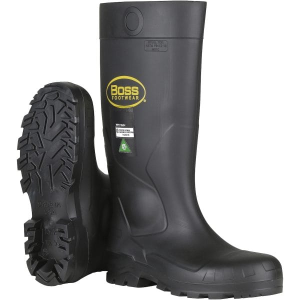 Boss® Footwear 383-820 - Black PVC Full Safety Steel Toe and Midsole Boot