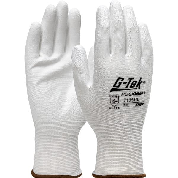 G-Tek® PosiGrip® 713SUC - Seamless Knit Nylon Glove with Polyurethane Coated Flat Grip on Palm & Fingers