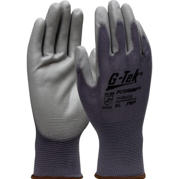 G-Tek® PosiGrip® 713SUCG - Seamless Knit Nylon Glove with Polyurethane Coated Flat Grip on Palm & Fingers