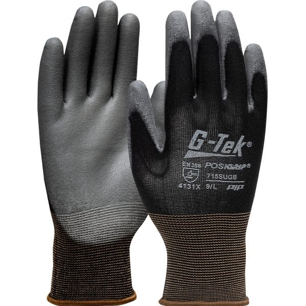 G-Tek® PosiGrip® 713SUGB - Seamless Knit Nylon Glove with Polyurethane Coated Flat Grip on Palm & Fingers