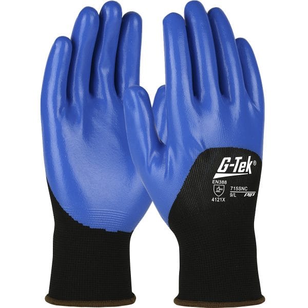 G-Tek® 715SNC - Economy Seamless Knit Nylon Glove with Nitrile Coated Smooth Grip on Palm, Fingers & Knuckles
