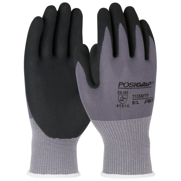 PosiGrip® 715SNFTP - Premium Seamless Knit Nylon/Spandex Glove with Nitrile Coated Foam Grip on Palm & Fingers