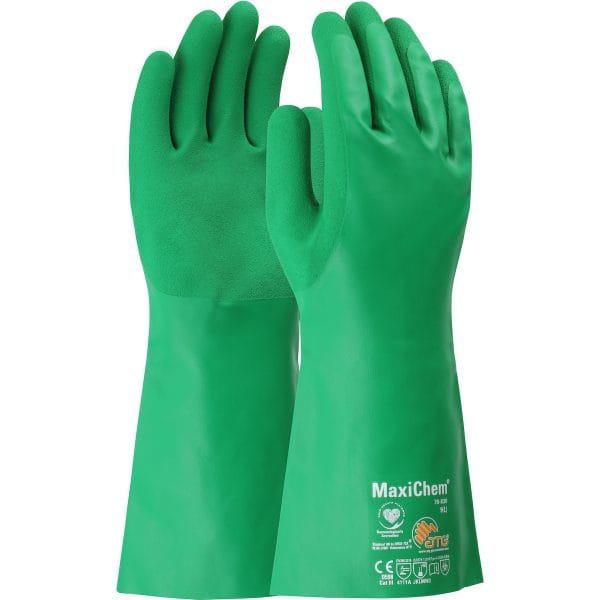 MaxiChem® 76-830 - Nitrile Blend Coated Glove with Nylon / Elastane Liner and Non-Slip Grip on Palm & Fingers – 14"