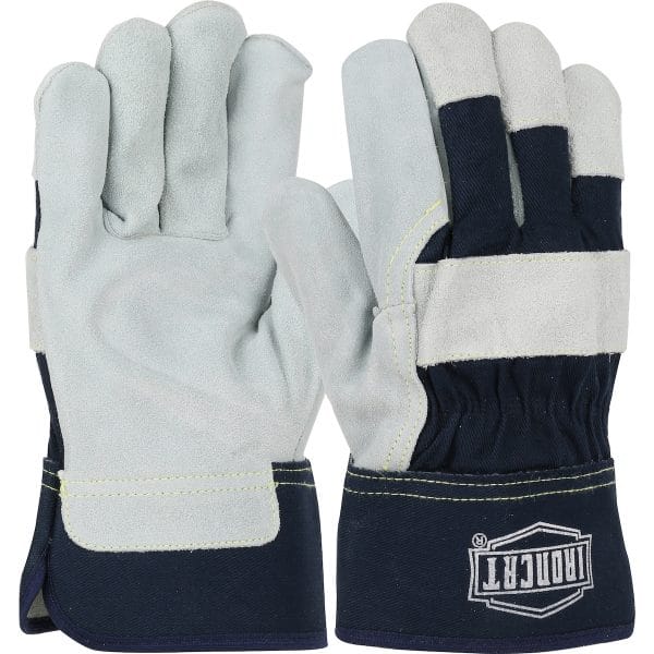 Ironcat® IC5 - Premium Split Cowhide Leather Palm Glove with Fabric Back and Kevlar® Stitching - Rubberized Safety Cuff