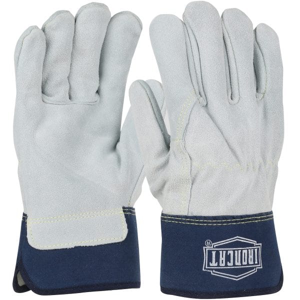 Ironcat® IC6 - Premium Split Cowhide Leather Palm Glove with Full Leather Back and Kevlar® Stitching - Rubberized Safety Cuff