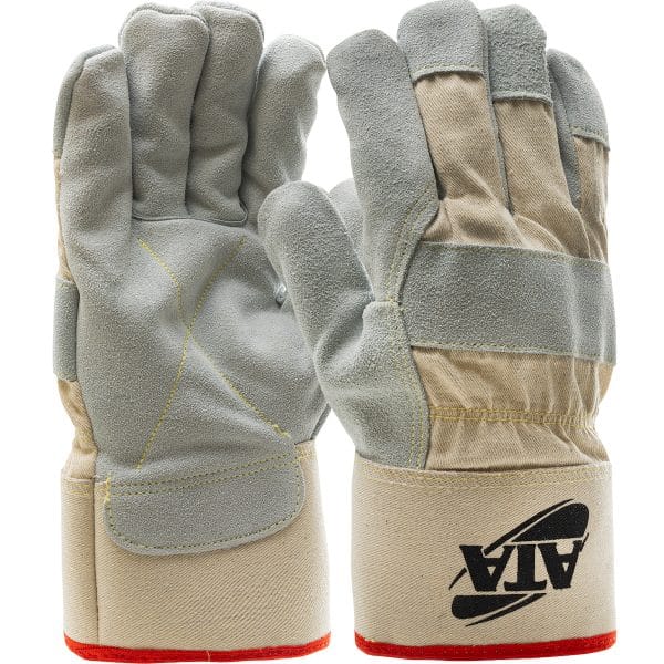 PIP® MJVATA - Split Cowhide Leather Palm Glove with Canvas Back and ATA® Technology Lining - Safety Cuff