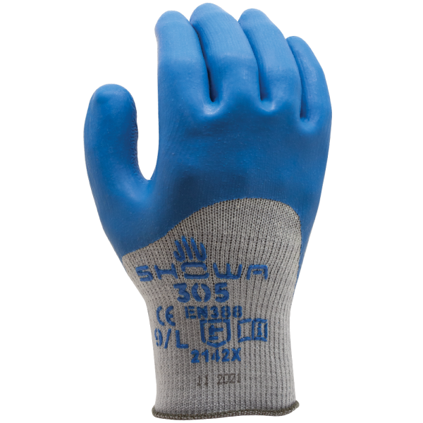 Showa Atlas® 305 - Coated Gloves, Rough Latex, Blue