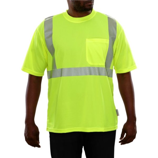 Reflective Apparel 102CTLM - Hi-Vis Lime Birdseye Pocket Safety Shirt
