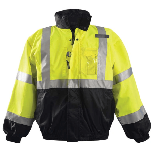 Occunomix LUX-TJBJ-B - ANSI Type R Class 3 Premium 4-In-1 Black Bottom Bomber Jacket